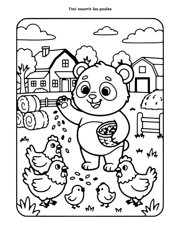 Timi nourrit les poules